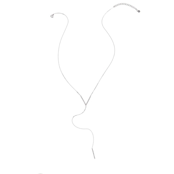 Adornia Swarovski Crystal Lariat Silver - Picture 5 of 8